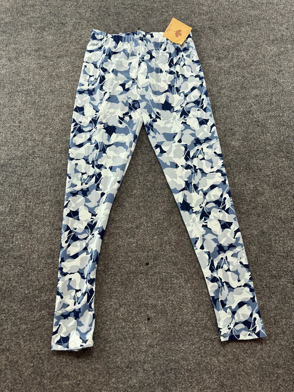 Just Cozy Leggings Womens M/L Blue Floral Mid Rise Ankle Stretch Pants